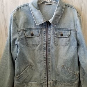 Vintage St John's Bay Light Blue Stretch Denim Cropped Jacket Sz XL